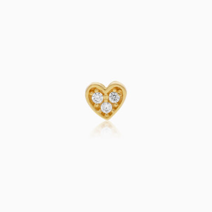 18k Yellow Gold Heart-Shaped Stud Earrings with Zircons