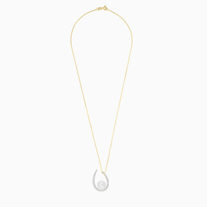 18k yellow gold necklace with pearl and zircon stones