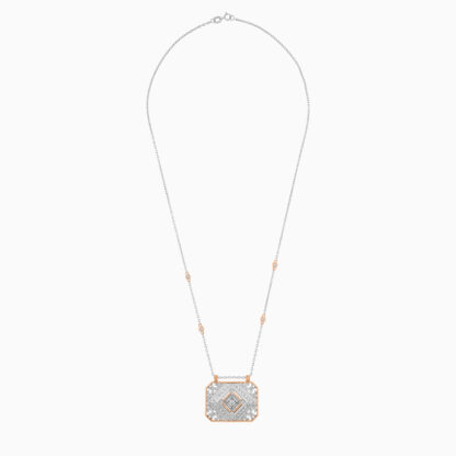 18k white and rose gold necklace with natural diamond