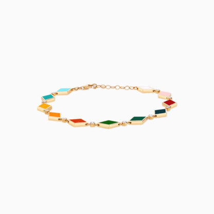 18k yellow gold bracelet decorated with gorgeous enamel colors and natural diamonds