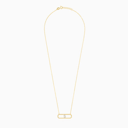 18k yellow gold necklace letter S with natural diamond