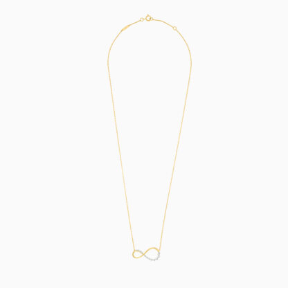 18k Yellow necklace Decorated with Natural Diamond, Infinity shap