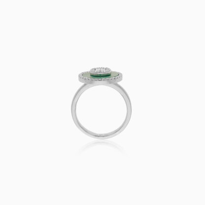 18K White Gold Ring with Diamonds & Malachite – Mosaic Collection