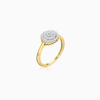 18K YELLOW GOLD RING DECORATED WITH NATURAL DIAMOND STONES - SCALA COLLECTION
