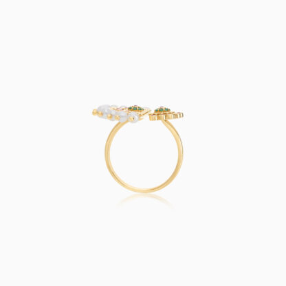 18k yellow gold ring decorated with pearls and artificial stones from shnaf collection
