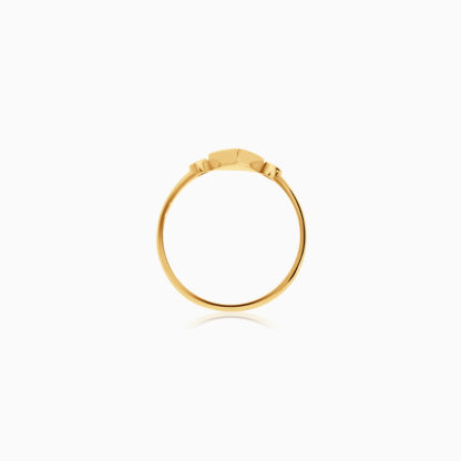 18k yellow gold ring decorated with green enamel color and natural diamonds