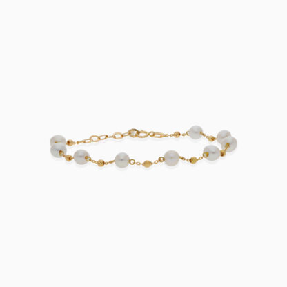18K YELLOW GOLD BRACELET DECORATED WITH PEARLS - Image 3