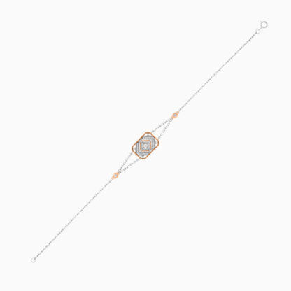 18k White & rose Gold Bracelet decorated with Natural Diamond stones