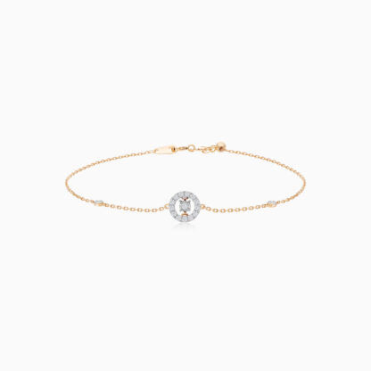 18k rose gold bracelet decorated by natural diamond