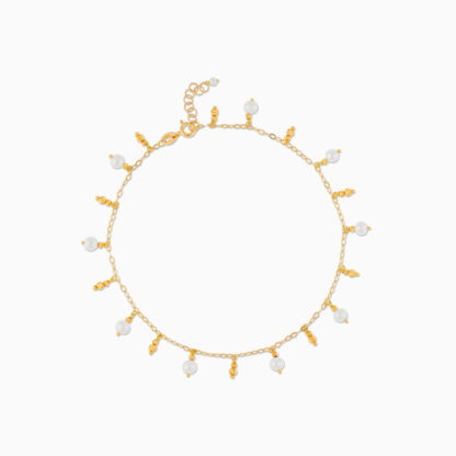 18K YELLOW GOLD ANKLET WITH PEARLS - Image 3