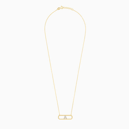 18k yellow gold necklace letter A with natural diamond