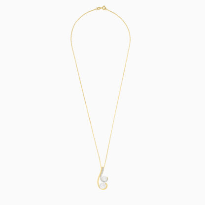 18k yellow gold necklace with pearl and zircon stones