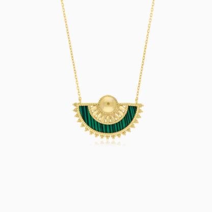18K YELLOW GOLD NECKLACE WITH MALACHITE STONES