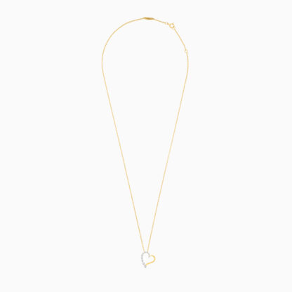 18k Yellow necklace Decorated with Natural Diamond, heart shap