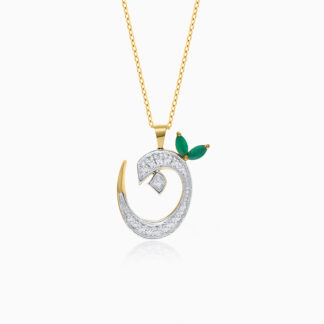18k Yellow Gold 'Noon' Arabic Letter Necklace With agate stone