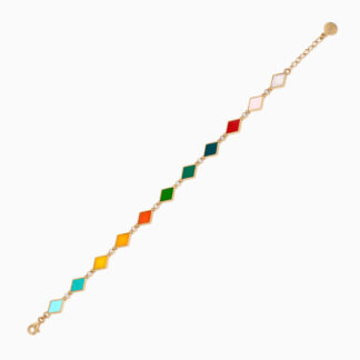 18k yellow gold bracelet decorated with gorgeous enamel colors and natural diamonds