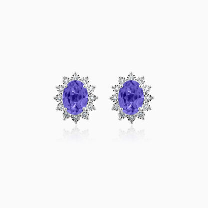 18K DIAMOND WHITE GOLD NATURAL TANZANITE EARRING