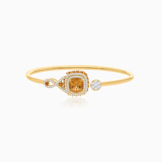 18K Yellow Gold Bangle featuring a stunning Natural Diamond and Citrine stones