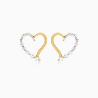 Dunyati Collection: 18K Yellow Gold Heart-Shaped Diamond Earrings