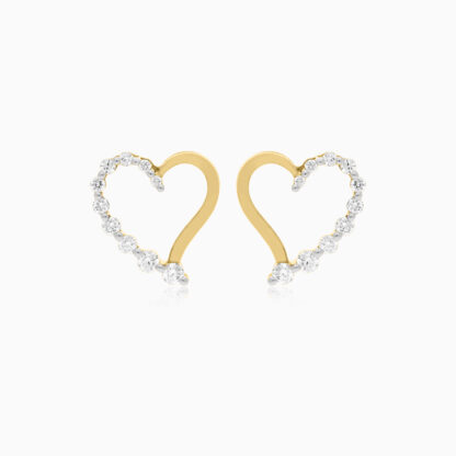 Dunyati Collection: 18K Yellow Gold Heart-Shaped Diamond Earrings