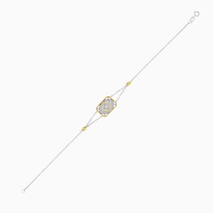 18k White & Yellow Gold Bracelet decorated with Natural Diamond stones